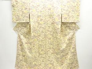 流水に扇・草花模様小紋着物